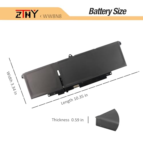 57Wh 66DWX WW8N8 Battery for Dell Latitude 7340 7350 7440 7450 7640 7650 | P126F P126F001 P175G P175G001 P176G001 P178G P179G 86D0Y 0HYH8 0CTJJ6 047T0 FH97R 76KVG 599M7 Laptop Battery 11.4V 3-Cell - size: 10.43*3.19*0.24inch WW8N8