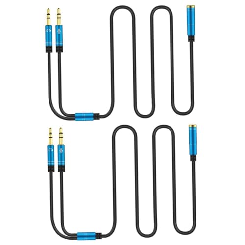 Angoily 2pcs Headset Splitter Cable to Female to Male Audio Adapter for Laptop and Mobile Dual Port for Headset Microphone and Versatile Audio Converter