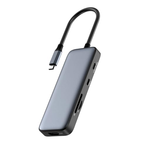 USB C Hub, 8-in-1 USB C Multiport Adapter with 4K HDMI, 100W PD, 3 USB-A Data Ports, Aluminum Alloy USB Type C Hub for MacBook Pro/Air, Galaxy, iPhone 17/16/15 Series, Dell Steam Deck (8-in-1, 100W)