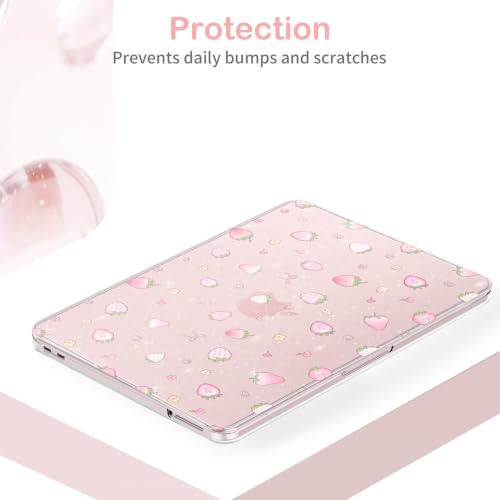Feams for MacBook Neo 13 Inch Case 2026 A3404, Sparkly Glitter Protective Case Hard Shell Transparent Cover for MacBook Neo 13 Inch 2026 (A18 Pro Chip) with Keyboard Cover, Strawberry - color: Strawberry