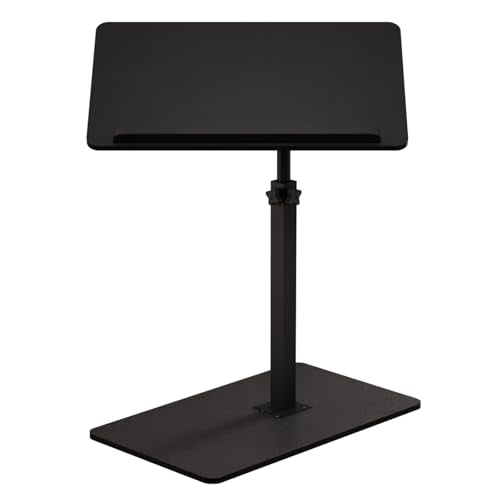 C Shaped End Table,20" W x 14" L,17"-31" Adjustable Height,Swivel and Turnable Desktop,Foldable Side Table for Small Spaces,Black Walnut (Black, 19.7" x 13.8") - color: Black, size: 19.7" x 13.8"
