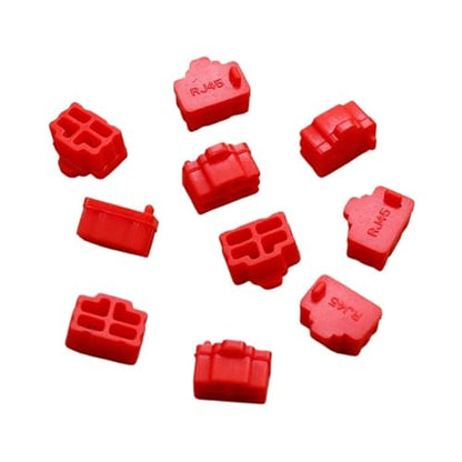 RJ45 dust Cover 100 PCS Ethernet Hub Port RJ45 Anti Dust Cover Cap Protector Plug Female Jack Connector Silicone Dustplug(Red) - color: Red