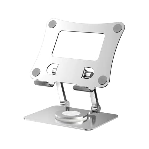 Adjustable Laptop Stand with 360 Degree Rotatable Base Foldable Laptop Holder for Desk Ergonomic Computer Notebook - color: Silver