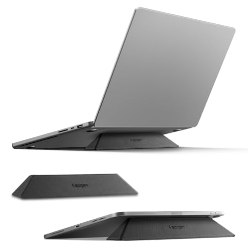 Spigen Slim Fold Portable Laptop Stand Keyboard Riser Foldable Ergonomic Angle Lift Anti-Slip Compatible with MacBook Neo, MacBook Air, MacBook Pro 11"-16" and iPad/Air/Pro and More - Black (LD201-S4) - color: LD201-S4, size: Non-Adhesive