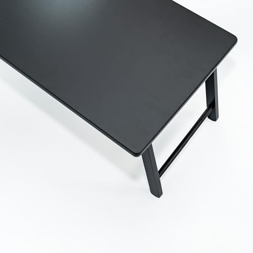 PJ Wood Folding Laptop Desk Tray - Portable Lap Desk - 24 in | Solid Wood Frame, 23.6 x 15.4 x 10.2 in, No Assembly Required, 4 lb Weight, Flat Fold Storage, Black Finish - color: Black