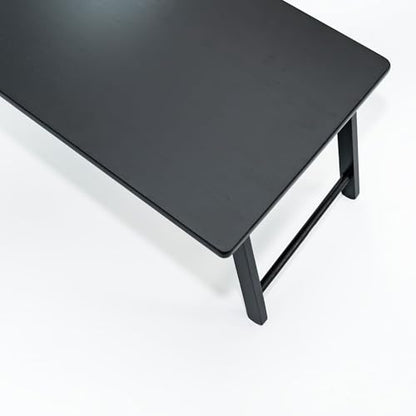 PJ Wood Folding Laptop Desk Tray - Portable Lap Desk - 24 in | Solid Wood Frame, 23.6 x 15.4 x 10.2 in, No Assembly Required, 4 lb Weight, Flat Fold Storage, Black Finish - color: Black