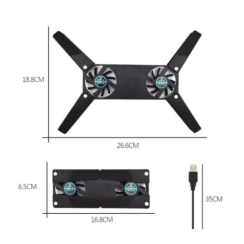 Portable Folded Laptop Cooling Stand with 2 Heatsinks, Suitable for 7-15 Inch Notebooks,