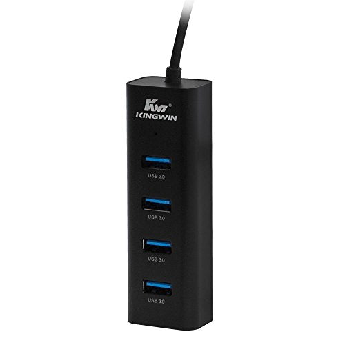 Kingwin USB Hub 4 Port USB 3.0 Data Hub Aluminum for Mobile SSD, MacBook, Mac Pro/Mini, iMac, Chromebook, Surface Pro, USB Flash Drives, Notebook PC, XPS, and More (KWZ-400-BK) - style: KWZ-400-BK 4-Port Super Speed USB 3.0 Hub