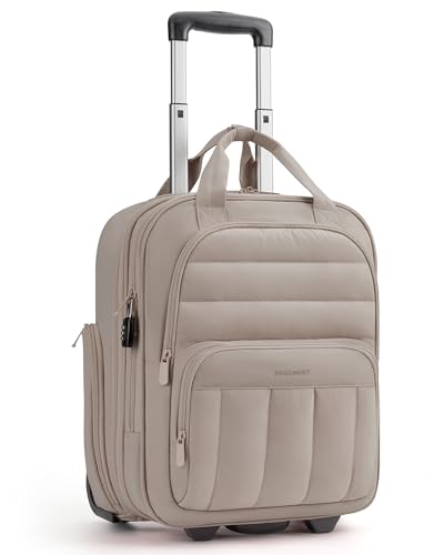 BAGSMART Small Underseat Carry on Luggage with Wheels, 16 inch Small Under Seat Luggage, Lightweight Travel Suitcase for Women, Brown - color: Brown