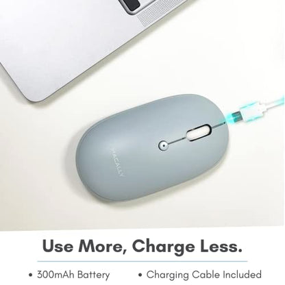 Macally Wireless Bluetooth Mouse - Quiet, Comfortable, Rechargeable for MacBook Air/Pro, Mac, iMac, Apple iPad - Wireless Mouse for Laptop, Windows PC Desktop - color: Blue