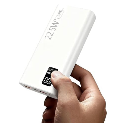 FUNNYPANDA 20000mAh Portable Charger, 22.5W USB C in & Out Power Bank Fast Charging, PD 3.0+QC 4.0 LED Display Phone Battery Man Women Heated Clothing, White - color: White