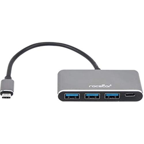 Rocstor Y10A200-A1 Premium USB C Hub - 4 Port USB-C to USB-A (3X) and USB-C (1x) - Bus Powered USB Hub - Port Expander - USB Type C External 4 USB Port(s), Aluminum Charcoal Grey