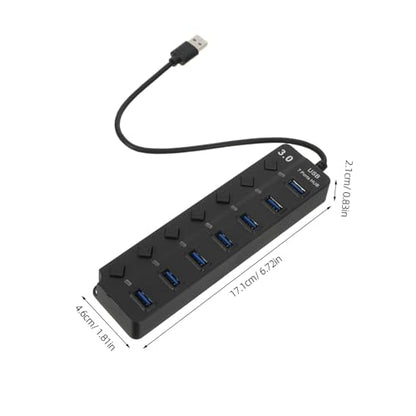 MERRYHAPY Multiple USB Ports Hub for Laptop USB Splitter 7 Ports High-Speed USB 3.0 Led Indicator Backup Power Easy to Use