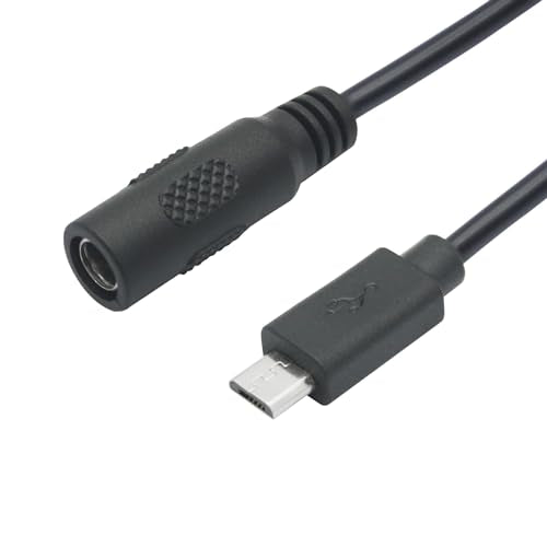 Short DC 5.5mm x 2.1mm to Micro USB Power Cord 6inch, 5V 3A Power Charging Extension Cable, for LED Desk Lamp, Small Fan Etc Other Micro USB Port Equipment(2Pcs) - style: DC 5521 Female to Micro USB Male