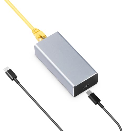 MokerLink Gigabit PoE to Type-C Converter, Output USB C 5V/3A or 9V/2.22A with 1000M Ethernet, IEEE802.3af/at 10/100/1000Mbps PoE in, PD Charging and Wired Network for Tablet/Smart Phone/Laptop