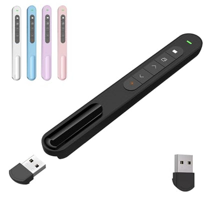 Presentation Clicker for Powerpoint Presentations, Black, A | Long-Range Wireless Presenter Remote, Magnetic USB Receiver, PowerPoint Clicker Compatible with Windows/Android/macOS/Linux - color: Black