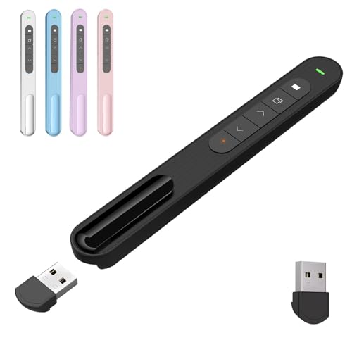 Presentation Clicker for Powerpoint Presentations, Black, A | Long-Range Wireless Presenter Remote, Magnetic USB Receiver, PowerPoint Clicker Compatible with Windows/Android/macOS/Linux - color: Black