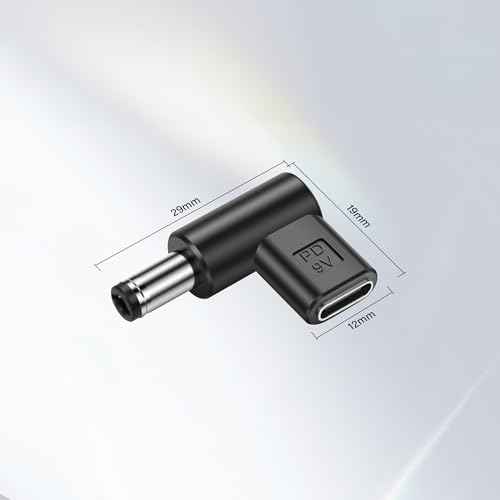 90 Degree DC 5.5 x 2.5mm to USB C Adapter,9V DC 5525 Male to USB Type C PD Emulator Trigger for LED Light、Router、Mobile Power Supply （4-Pack）