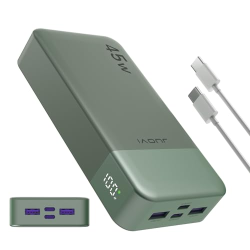 JUOVI Portable Charger 45W 20000mAh Fasting Charging Power Bank | USB C Portable Phone Charger, Battery Pack with PD 3.0 & QC 4.0 for Samsung S26/25/24 iPhone 17/16/15/14/13 Series - color: Green