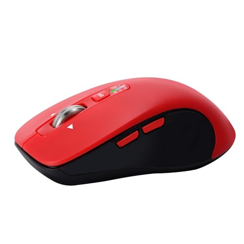 CITLLA Wireless Bluetooth Mouse (USB + BT1 + BT2), Full Size, 4-Way Scrolling, Multi-Device Silent Mouse for Computer, Laptop, iPad, MacBook (Red) - color: Red