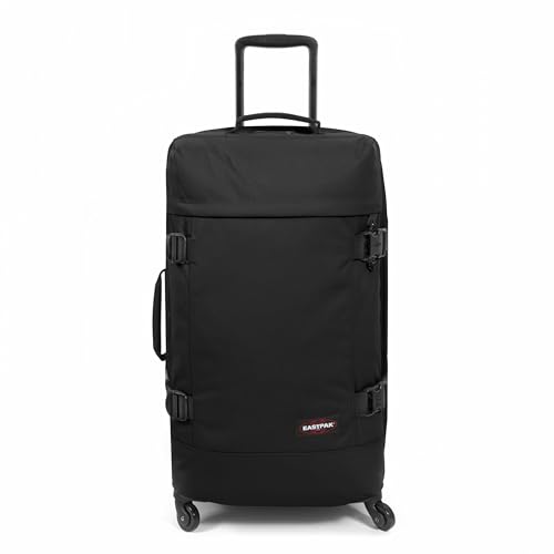 EASTPAK TRANS4 M – 68L Medium Checked Luggage Bag, Two Compartments, TSA Lock, 360° Spinner Wheels, and Telescopic Handle, Black - color: Black, size: 68 Liter Checked Bag