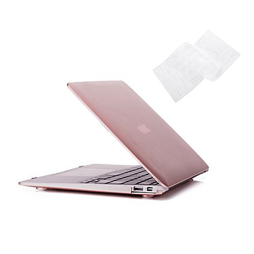 RUBAN Case Compatible with MacBook Air 13 Inch (Models: A1369 & A1466, Older Version 2010-2017 Release), Slim Snap On Hard Shell Protective Cover and Keyboard Cover, Rose Gold - color: Rose Gold