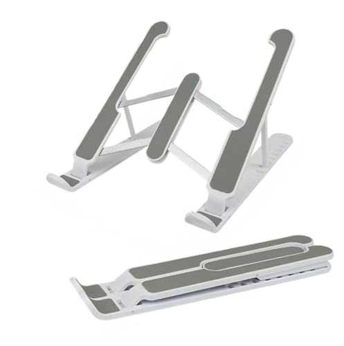 ABS Laptop Stand, Adjustable Laptop Riser with, Foldable and Portable Design, Ventilated Cooling Support for Notebooks and Tablets, Compatible with 10–15.6-Inch Devices, White