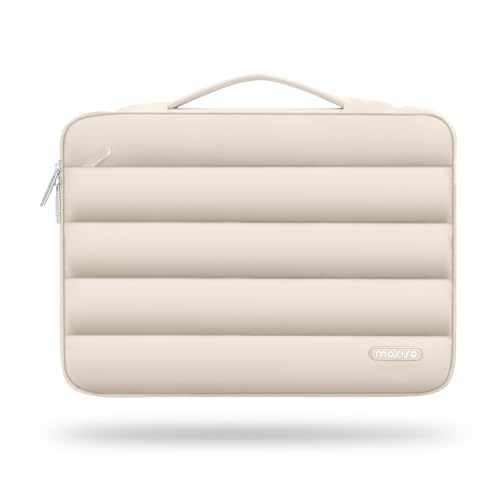 MOSISO 360 Protective 13-14 inch Laptop Case, 13.3 inch Puffy Laptop Sleeve | Compatible with MacBook Neo/Air 13.6/Pro 13/Pro 14, HP Dell ASUS Lenovo, Polyester Horizontal Side Open Bag, Sand - color: Sand, size: 13.3 inch