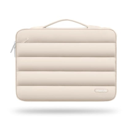 MOSISO 360 Protective 13-14 inch Laptop Case, 13.3 inch Puffy Laptop Sleeve | Compatible with MacBook Neo/Air 13.6/Pro 13/Pro 14, HP Dell ASUS Lenovo, Polyester Horizontal Side Open Bag, Sand - color: Sand, size: 13.3 inch