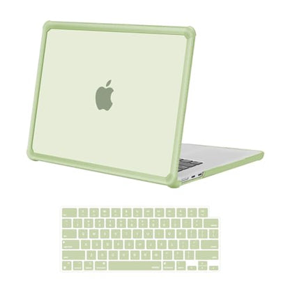 MOSISO Compatible with MacBook Air 15 inch Case M5 2026 M4 M3 M2 2025-2023 | A3448 A3241 A3114 A2941,Anti-Cracking,Heavy Duty Shock-Absorbing Hard Shell Case with TPU Bumper&Keyboard Cover, Sage Green - color: Sage Green