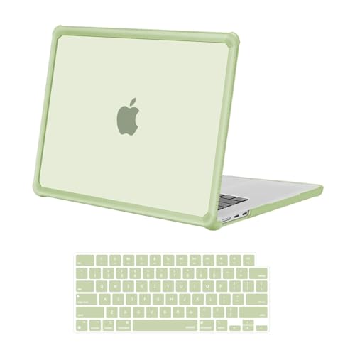 MOSISO Compatible with MacBook Air 15 inch Case M5 2026 M4 M3 M2 2025-2023 | A3448 A3241 A3114 A2941,Anti-Cracking,Heavy Duty Shock-Absorbing Hard Shell Case with TPU Bumper&Keyboard Cover, Sage Green - color: Sage Green