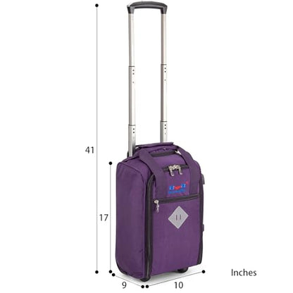 17x10x9 Inches United Airlines Rolling Personal Item Under Seat Duffle bags Suitable For Major Airlines Including Spirit, and Frontier Airline - color: Purplee
