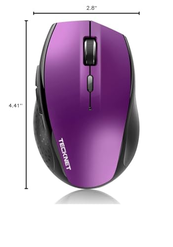 TECKNET Bluetooth Mouse, 4800 DPI Computer Mouse, 2-Year Battery Wireless Mouse 6 Adjustable DPI, 6 Buttons Compatible with Laptop/Windows/Computer(Purple) | BT 5.0/3.0, 6-Level DPI to 4800, Wide OS Compatible, Ergonomic for M/L Hands, Extended Battery -