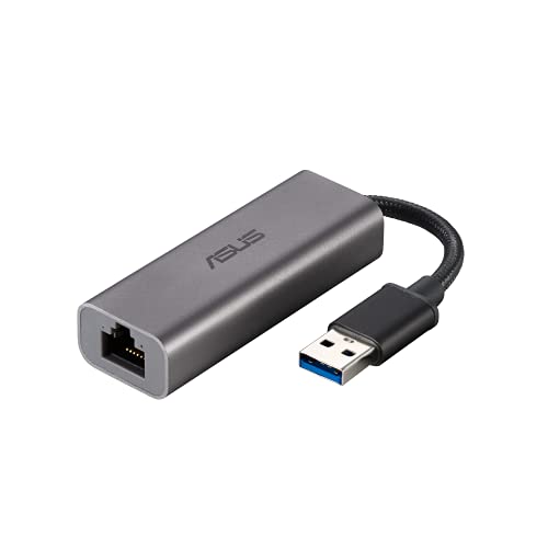 ASUS USB-C2500 2.5G Ethernet USB Adapter Supports Wired Network Connection Mac OS, Linux, Windows, Backward Compatible on 1G/100Mbps, Ideal for Gaming, TAA Compliant