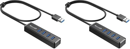 SmartQ H302S USB 3.0 Hub, 4-Port USB Expander with 2ft Long Cable, High-Speed Data Transfer, Compatible with Laptop, PC, Mac, Printer, External HDD (Pack of 2) - size: 2 ft (Pack of 2), style: USB A - 3.0