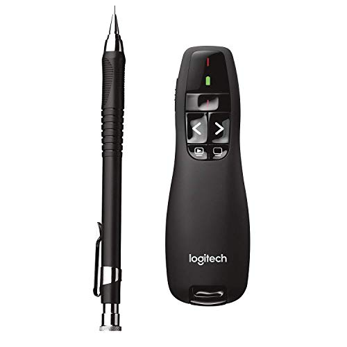 Logitech Wireless Presenter R400, Wireless Presentation Remote Clicker with 50 ft Red Laser Pointer 910-001356 (Renewed)