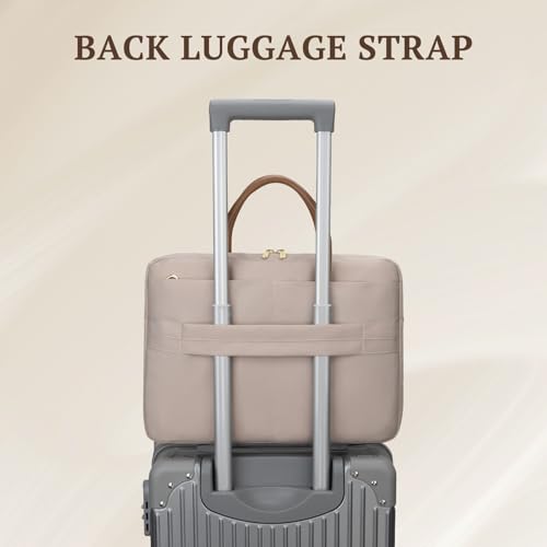 RAINYEAR 14 Inch/15.6 Inch Laptop Bag with Pockets & Handle for Women | Protective Waterproof Elegant Computer Large Capacity Shoulder Bag Case Compatible with MacBook Laptop Computer Notebook - color: Khaki, size: 15.6 Inch