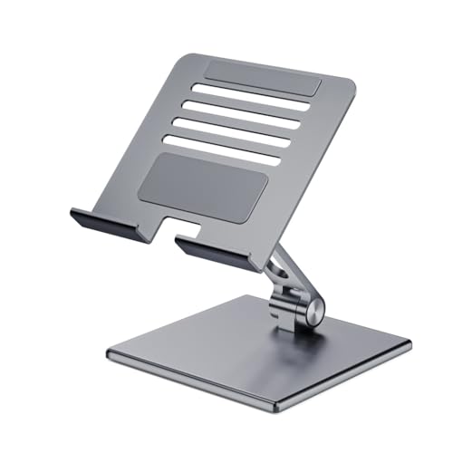 Carbon Steel Tablet Computer Stand Foldable Adjustable Support Stand Desk Storage Rack(Gray) - color: Gray