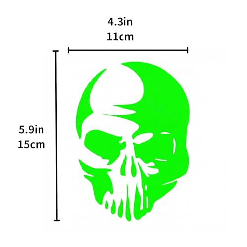 2 Pieces Fluorescent Neon Green Cross & Buddha, Skull Car Decal, Safety Religious Spiritual Stickers for SUV, Windows, Motorcycles, Skateboard Christian Night Visibility Hide Scratches (Skull A) - color: Skull a