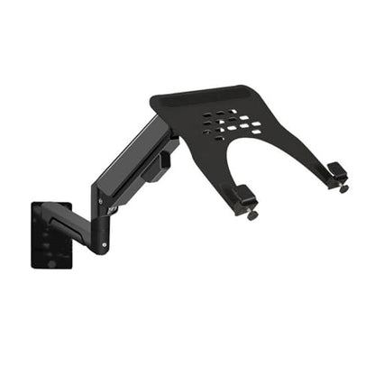 Adjustable Monitor Arm Wall Mount Monitor Arm with Laptop Tray, Aluminum Gas Spring Full Motion Laptop Mount Arm Fits Max 32 inch, 19.8 lbs Screens/ 10-17" Laptop Monitor Arm Mount(Black) - color: Black