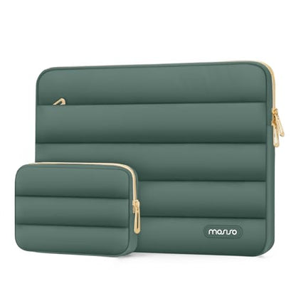 MOSISO Laptop Case 13.3 inch,13-13.3 inch Puffy Laptop Sleeve Compatible with MacBook Neo/Air 13.6 M5 M4 M3 M2 M1/Pro 13/14,HP Dell ASUS Lenovo,Polyester Horizontal Bag with Small Case,Emerald Green - color: Emerald Green, size: 13.3 inch