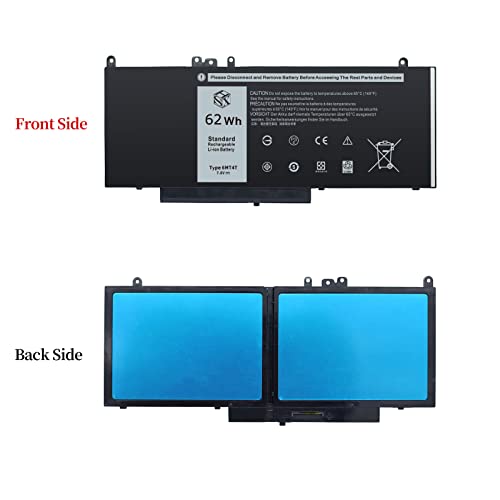 62Wh 6MT4T 7V69Y Laptop Battery for Dell Latitude 14 5470 E5470 15 5570 | TXF9M 79VRK 07V69Y 0HK6DV 079VRK 0TXF9M for E5570 Notebook 15.6 inch Precision 15 3510 Series M3510 0C1P4 451-BBUN 451-BBTW - size: 11.81*4.25*1.85 inch 6MT4T