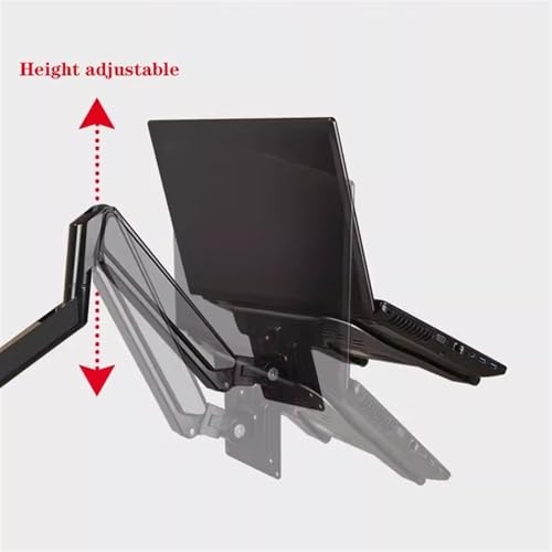 Monitor Mount Laptop Arm Mount for Desk Holds 4.4-19.8lbs, 2 in 1 Adjustable Gas Spring Arm Single Monitor Desk Mount with Tray for 17"-30" Screens or 10"-16" Laptops Monitor Stand(White) (White)