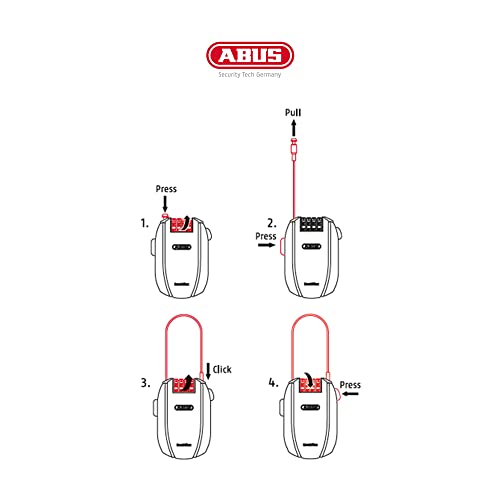 ABUS Combiflex Cable Lock - Lock for securing skis, Helmet, pram and Luggage - Trip 125-125 cm Long - 3 mm Thick - with Number Code - Black - color: Black, size: 125 cm