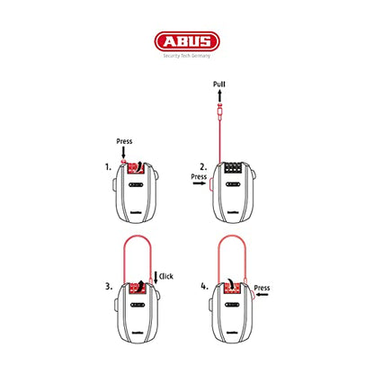 ABUS Combiflex Cable Lock - Lock for securing skis, Helmet, pram and Luggage - Trip 125-125 cm Long - 3 mm Thick - with Number Code - Black - color: Black, size: 125 cm