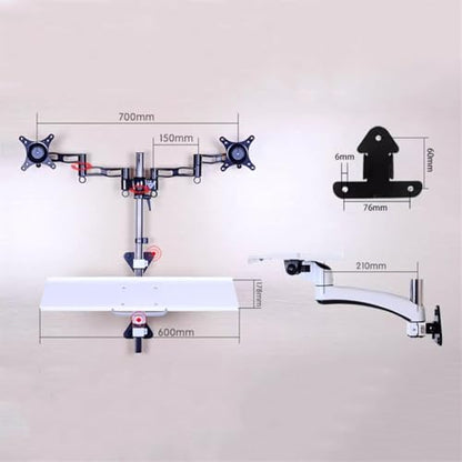 Monitor Stand Wall Mount Workstation, Sit Stand Dual Monitor Mount for 15''-27'' Screens, Adjustable Wall Mount Dual Monitor Arm with Foldable Keyboard Tray Monitor Stand Desk arm(450mm) - size: 450mm