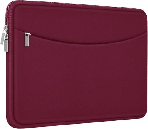 Laptop Sleeve 15.6 inch, Shockproof Protective Laptop Cover Briefcase Carrying Bag with Accessory Pocket, Portable Computer Case Compatible with MacBook, HP, Dell, Lenovo, Asus, Wine Red - color: Wine Red, size: 15.6 inch