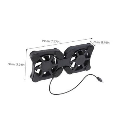 Portable Laptop Cooling Pad with Dual USB Fans, Foldable Black Notebook Cooler Stand for Office and Travel, Lightweight Computer Cooler Fan Pad for Gaming and Work