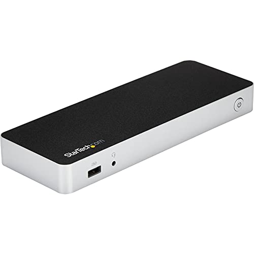 StarTech USB-C Dual 1080p HDMI or DVI Dock, 60W PD, GbE, Thunderbolt 3 | Laptop docking station, charging, plug-and-play, HP, Lenovo, Dell and Surface, dual HDMI/DVI, 3.5mm headset, 1m cable