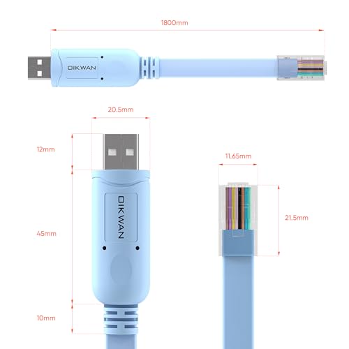 USB Cisco Console Cable, USB to RJ45 Console Cable Compatible with Routers/Switch/Windows 7, 8,10 (12ft) - size: 12 ft